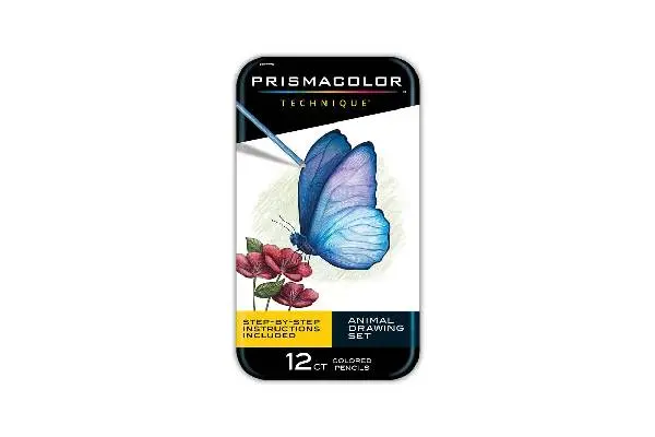 Prismacolor Technique Animal Drawing Set, Includes Colored Pencils and Step-by-Step Drawing Tutorials, Assorted Colors, 12 Count image