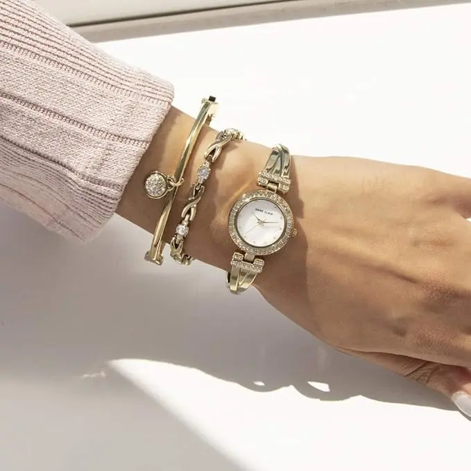 Anne Klein Women's Premium Crystal Accented Bangle Watch and Bracelet Set image 6