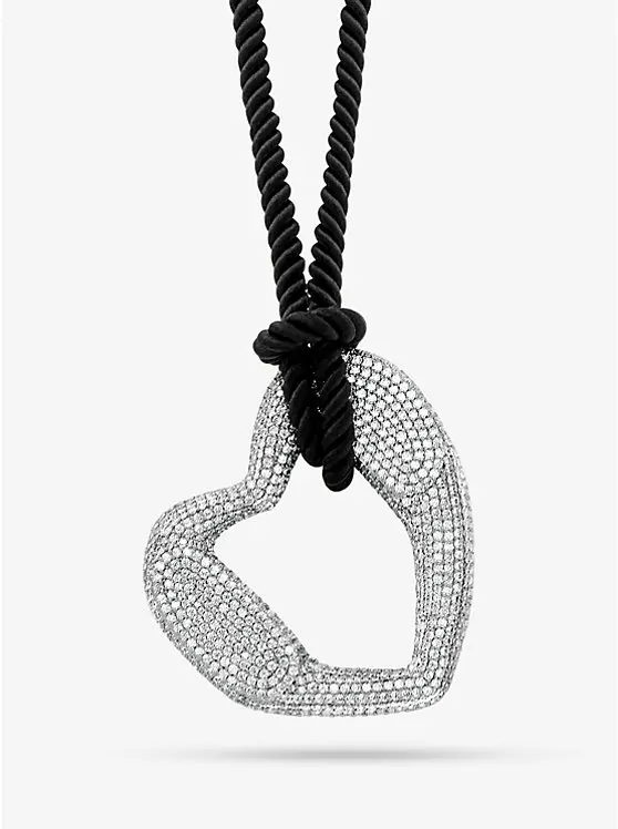 Precious Metal-Plated Brass Pavé Heart Necklace image 1