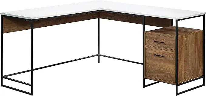 Sauder Tremont Row Modern L-Shaped Desk with Storage, Sindoori Mango Finish image 1