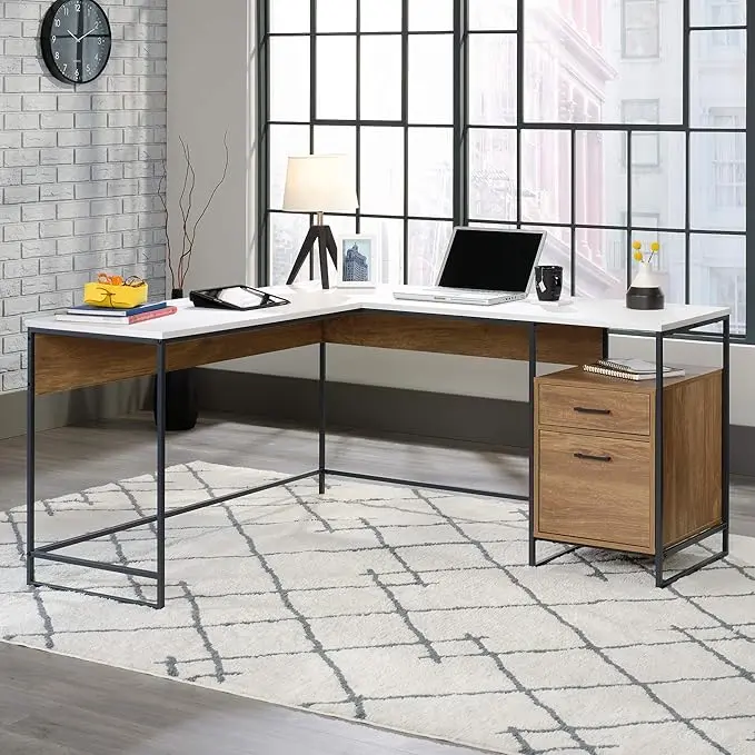 Sauder Tremont Row Modern L-Shaped Desk with Storage, Sindoori Mango Finish image 2