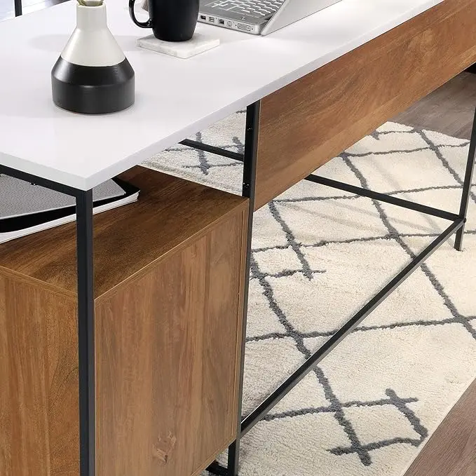 Sauder Tremont Row Modern L-Shaped Desk with Storage, Sindoori Mango Finish image 3