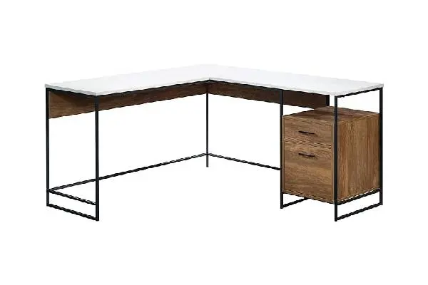 Sauder Tremont Row Modern L-Shaped Desk with Storage, Sindoori Mango Finish image