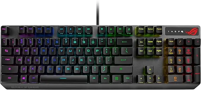 ASUS ROG Strix Scope RX Gaming Mechanical Keyboard, Red Optical Switches, USB 2.0 Passthrough, 2X Wider Ctrl Key, Aura Sync, Armoury Crate RGB Lighting, Black image 1