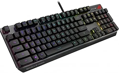 ASUS ROG Strix Scope RX Gaming Mechanical Keyboard, Red Optical Switches, USB 2.0 Passthrough, 2X Wider Ctrl Key, Aura Sync, Armoury Crate RGB Lighting, Black image 4