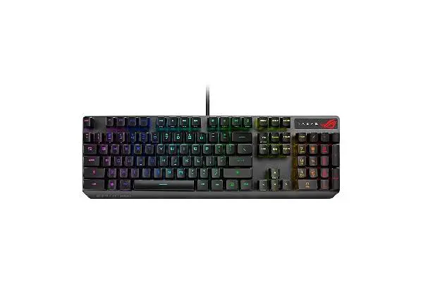 ASUS ROG Strix Scope RX Gaming Mechanical Keyboard, Red Optical Switches, USB 2.0 Passthrough, 2X Wider Ctrl Key, Aura Sync, Armoury Crate RGB Lighting, Black image