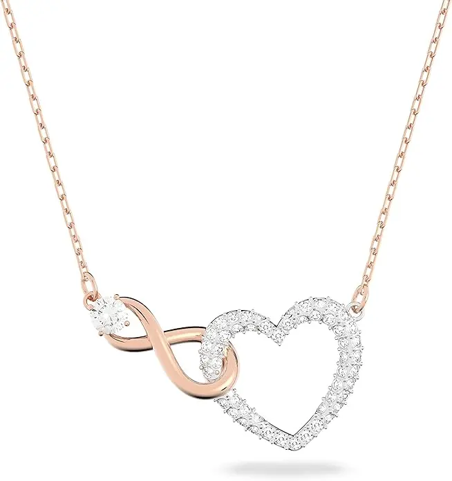 Swarovski Infinity Heart Jewelry Collection, Necklaces and Bracelets, Rose Gold & Rhodium Tone Finish, Clear Crystals image 1