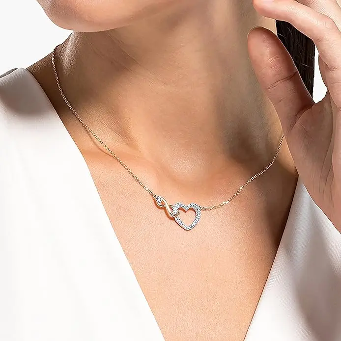 Swarovski Infinity Heart Jewelry Collection, Necklaces and Bracelets, Rose Gold & Rhodium Tone Finish, Clear Crystals image 3