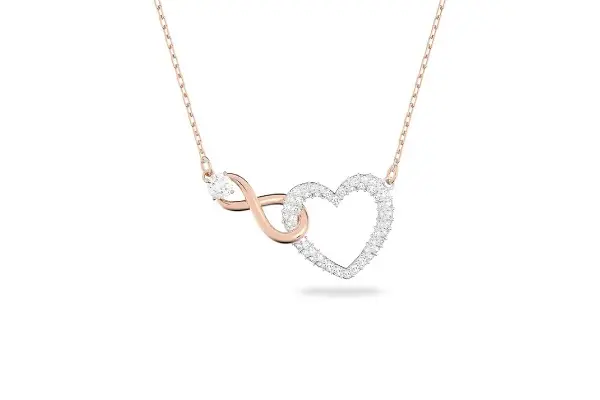 Swarovski Infinity Heart Jewelry Collection, Necklaces and Bracelets, Rose Gold & Rhodium Tone Finish, Clear Crystals image