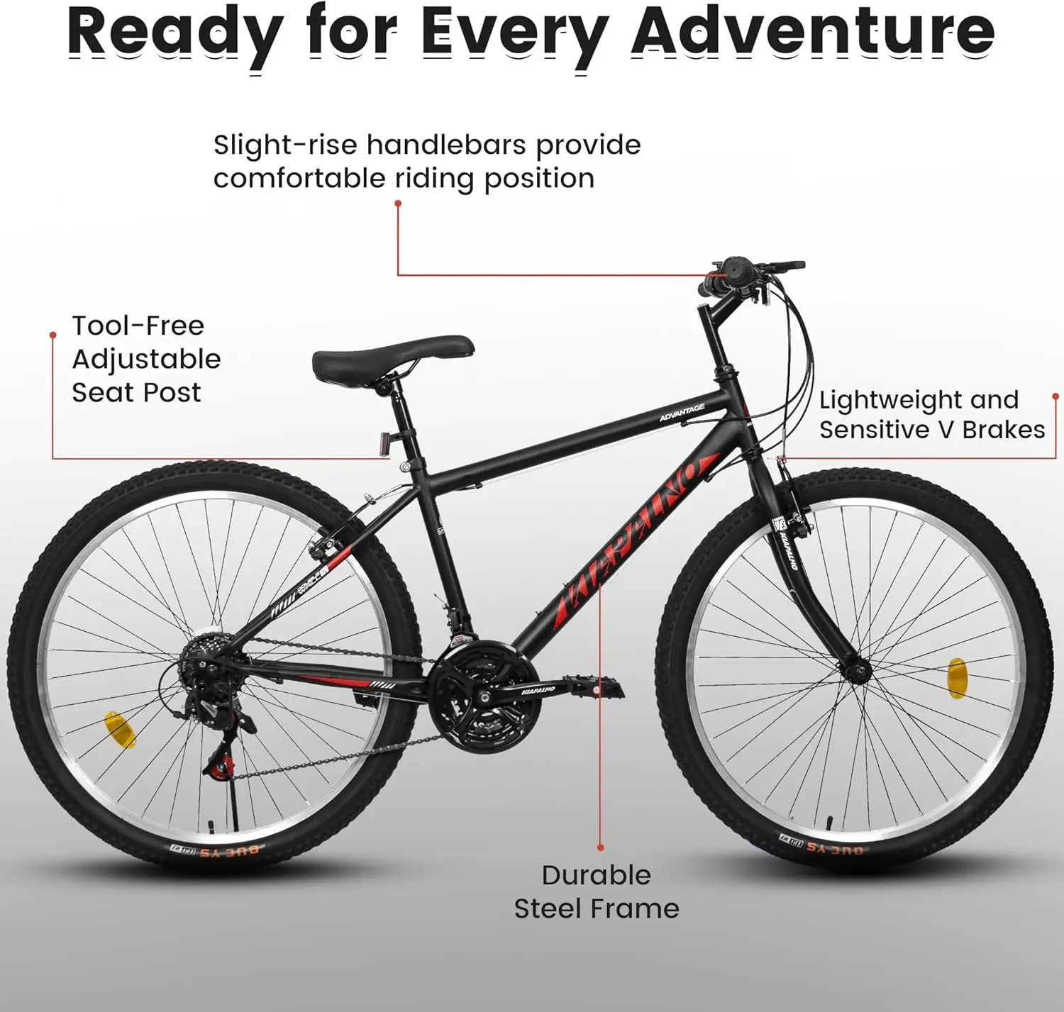 Mountain Bike 24 26 27.5 Inch for Men Women, 21 Speeds High-Carbon Steel Frame, Front Suspension Sport Bicycle, Adult Teens MTB Bicycle for Snow City Commuters and Short Trip image 6