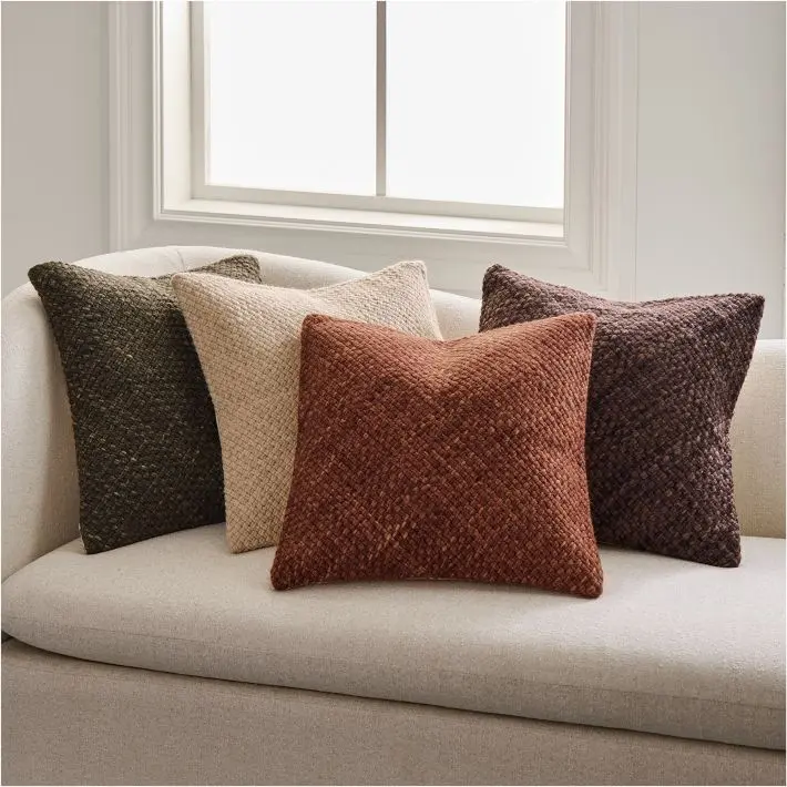 Heathered Basketweave Wool Pillow Cover image 2