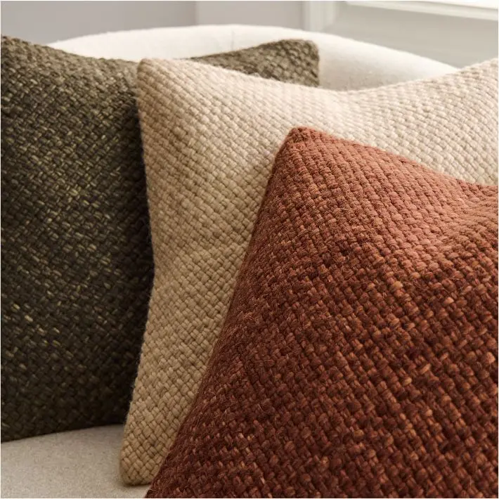 Heathered Basketweave Wool Pillow Cover image 3