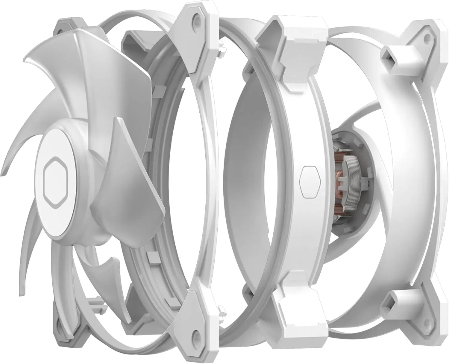 Cooler Master MF140 Halo² White PC Case Liquid Cooler Air Cooler Fan, 140mm Fan, Dual-Loop aRGB Rings, Dynamic PWM 2,050 RPM, Air Balance Blades, aRGB Lighting, Hybrid Frame image 12