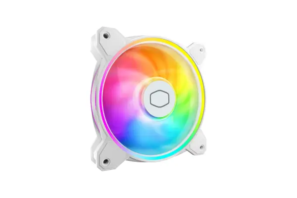 Cooler Master MF140 Halo² White PC Case Liquid Cooler Air Cooler Fan, 140mm Fan, Dual-Loop aRGB Rings, Dynamic PWM 2,050 RPM, Air Balance Blades, aRGB Lighting, Hybrid Frame image