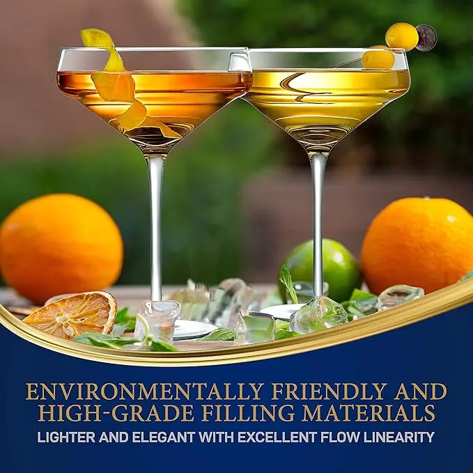 NutriChef 2 Sets of Crystal Martini Glass,Ultra Clear,Elegant Crystal Clear Wine Glass Pair,100% Hand Blown,Dishwasher Safe,Great For Dinner,Parties,Wedding,And ELEGANT Occasions image 4