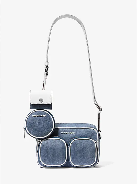 Jet Set Medium Denim Crossbody Bag with Case for Apple Airpods Pro image 1