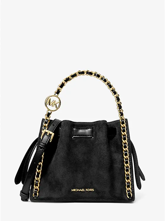Mina Small Suede Logo Chain Crossbody Bag image 1