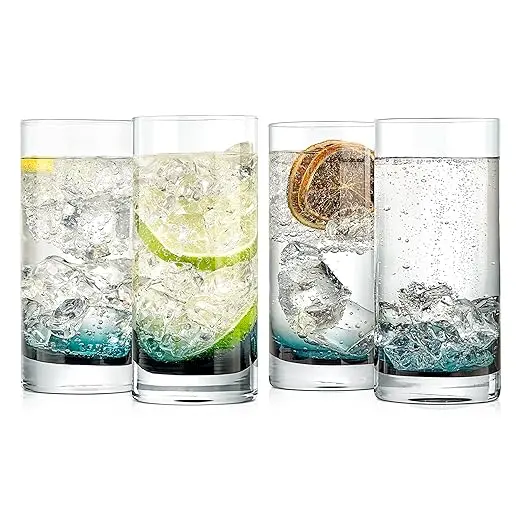 NutriChef 12.5oz Highball Glasses - 4pc Tall Glass Set, Water Glasses, Drinking Glasses, Bar Glassware And Cocktail Mixed Drinks Set, Dishwasher Safe image 1