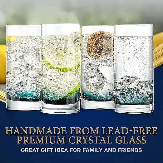 NutriChef 12.5oz Highball Glasses - 4pc Tall Glass Set, Water Glasses, Drinking Glasses, Bar Glassware And Cocktail Mixed Drinks Set, Dishwasher Safe image 2