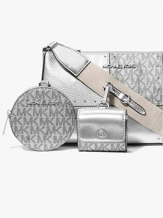 Jet Set Travel Small Metallic Patchwork and Signature Logo Crossbody Bag image 2